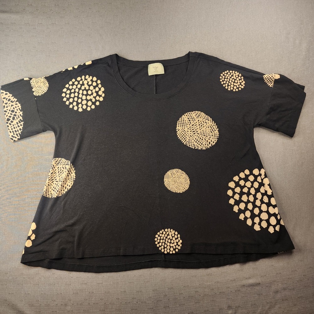 Chalet et Ceci Womens Black Graphic Dot Oversized Boho T Shirt Size M